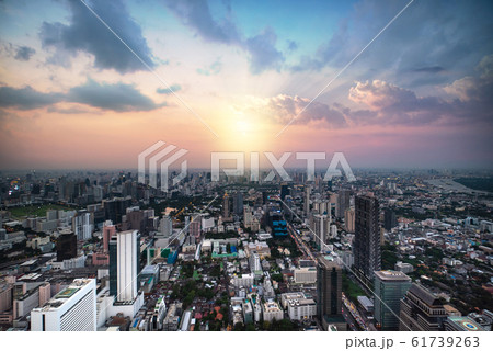 Panorama Bangkok City Skyline at Night. 61739263