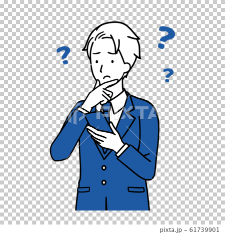 スマホを使用するビジネスマンのイラスト 上半身 スマホを使用するビジネスマンのイラスト 上半身 61739901