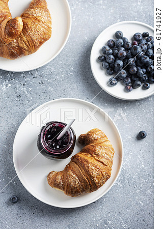 croissant and blueberry jam croissant and blueberry jam 61741927
