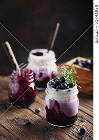Sweet healthy yogurt with blueberry 61741938