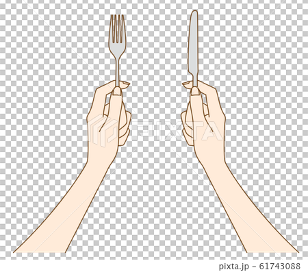 女人的手拿著刀和叉 女人的手拿著刀和叉 61743088