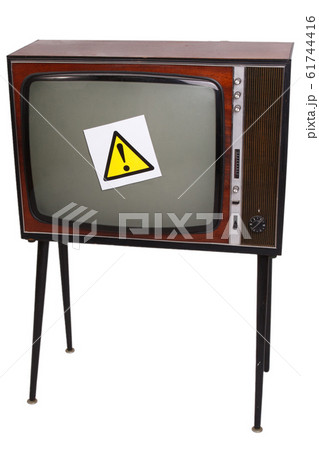 Vintage retro black and white TV with yellow Vintage retro black and white TV with yellow 61744416