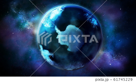 The day half of the Earth from space showing Antarctica. 61745229