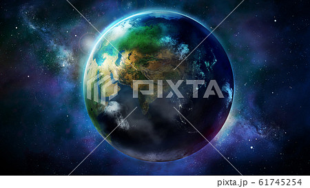 Realistic Earth from space showing Africa and Asia. 61745254