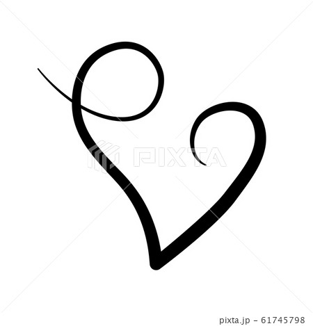 Hand drawn heart line sign for greeting card. Handwritten love Vector logo design. V letter calligraphy. Lettering icon for Valentine day. Romantic invitation isolated on white background 61745798