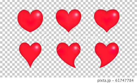 ぷっくりハートのパーツ素材 赤 暖色のイラスト素材