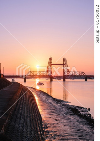 筑後川昇開橋の夕暮れ 61750052