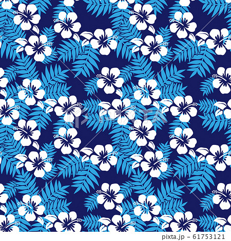 ハイビスカス 南洋 アロハの柄 シームレス背景のイラスト素材