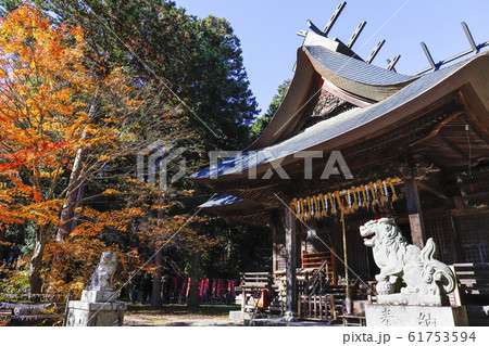 山梨県 国指定重要文化財富士御室浅間神社 里宮社の写真素材