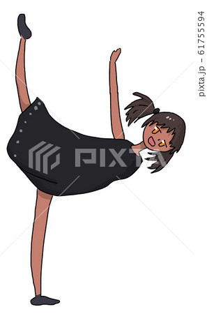 180度開脚するワンピースの女の子のイラスト素材