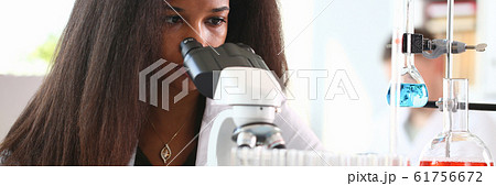 Black woman scientist student chemist in protective 61756672