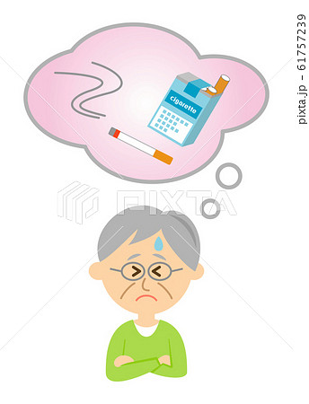 禁煙に苦しむ高齢者のイラストイメージのイラスト素材