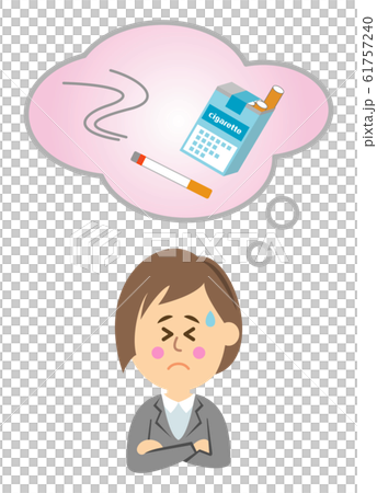 禁煙に苦しむ女性のイラストイメージ 禁煙に苦しむ女性のイラストイメージ 61757240