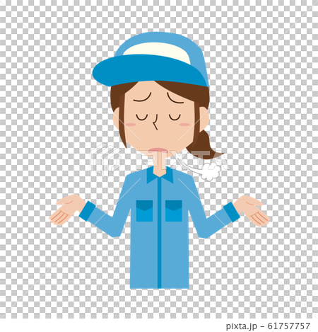 女性 上半身 溜息 作業員 作業服 落ち込む 表情 ポーズ お手上げ あきらめるのイラスト素材 女性 上半身 溜息 作業員 作業服 落ち込む 表情 ポーズ お手上げ あきらめるのイラスト素材