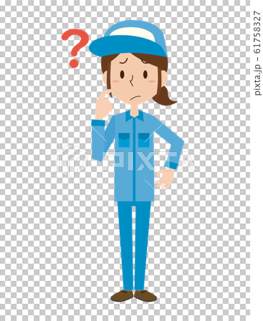 Female worker worker whole body question expression facial expression emotion pose 61758327