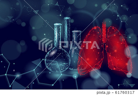 3D human lungs medicine microscopic research concept. Respiratory virus infection cancep danger analysis. Pill capsule drug therapy tuberculosis hospital poster template vector illustration 61760317