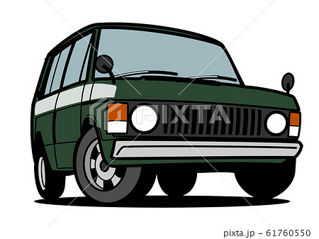 レトロなブリティッシュSUV　緑色 自動車イラスト 61760550