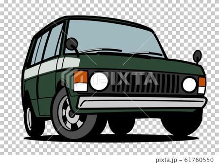 レトロなブリティッシュSUV　緑色 自動車イラスト 61760550