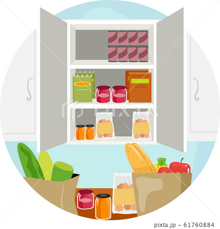 Household Chores Put Away Groceries Cabinetのイラスト素材 [61760884] - PIXTA