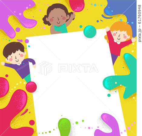 Kids Color Splats Paper  Background Illustration 61760948