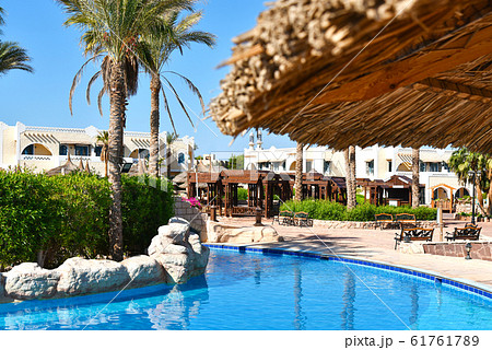 Territory of a luxury Egyptian hotel with a 61761789