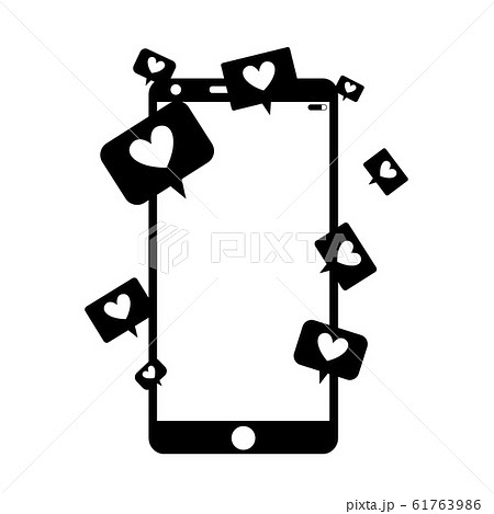 Smartphone gets notifications heart symbol and Smartphone gets notifications heart symbol and 61763986