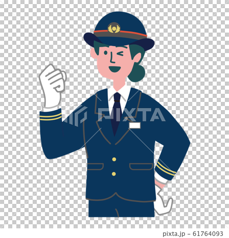 駅員 女性 車掌 ガッツポーズのイラスト素材