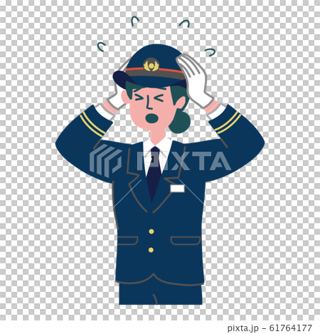 駅員 女性 車掌 パニックのイラスト素材