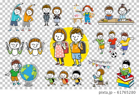 人物セット:子ども、兄弟、小学生、コレクション 人物セット:子ども、兄弟、小学生、コレクション 61765280
