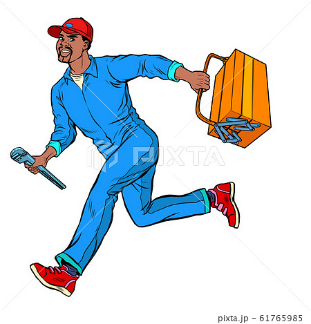 Male African master repairman runs 61765985