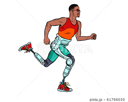 disabled african man running with legs prostheses 61766030