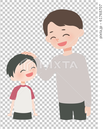 子どもを褒める父親のイラスト素材 子どもを褒める父親のイラスト素材