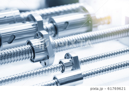 Close-up scene of lead ball screw spare parts. Close-up scene of lead ball screw spare parts. 61769621