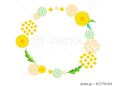春の花の丸い枠のイラスト素材