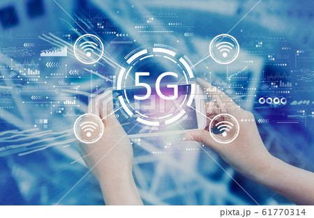 5G network with person using smartphone 5G network with person using smartphone 61770314
