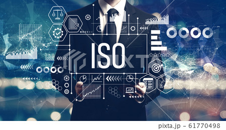 ISO concept with businessman holding a tablet 61770498