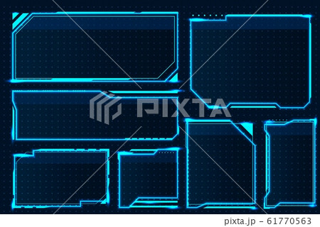 HUD box. Abstract game screen elements, futuristic technology interface frame, sci-fi military device concept. Vector game GUI HUD box. Abstract game screen elements, futuristic technology interface frame, sci-fi military device concept. Vector game GUI 61770563