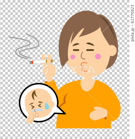 タバコを吸う妊婦のイラストイメージ タバコを吸う妊婦のイラストイメージ 61770823