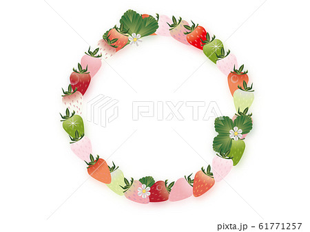 いちごや苺の花や葉のイラストで書いた文字販促用縦スタイルa4背景素材のイラスト素材