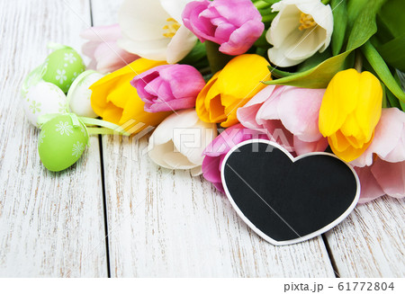 Easter eggs and tulips Easter eggs and tulips 61772804
