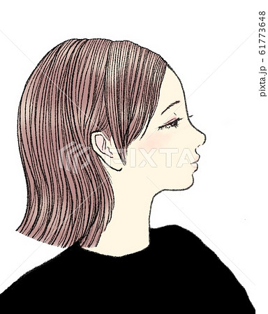 横顔の女性のイラスト素材