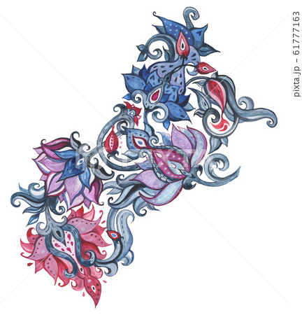 Watercolor Hand Drawn Abstract Flower 61777163