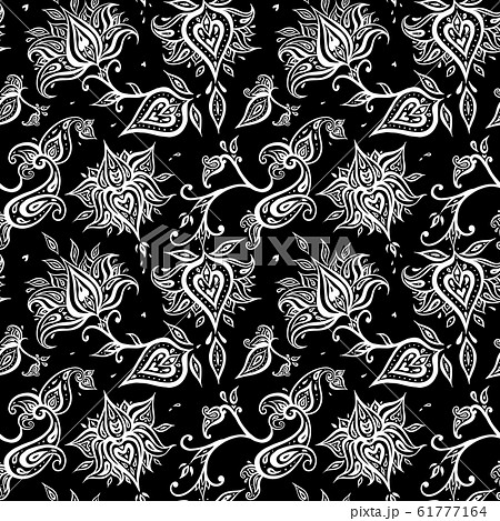 Paisley background. Vintage Seamless pattern with hand drawn Abstract Flowers. 61777164