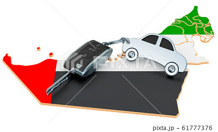 Sale or rent car in the UAE concept, 3D rendering 61777376