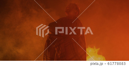 Boy and girl trapped in fire crying for help 61778083