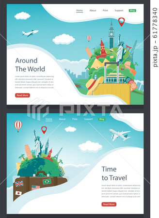 Travel composition with famous world landmarks. Travel and Tourism. Concept website template. Vector Travel composition with famous world landmarks. Travel and Tourism. Concept website template. Vector 61778340