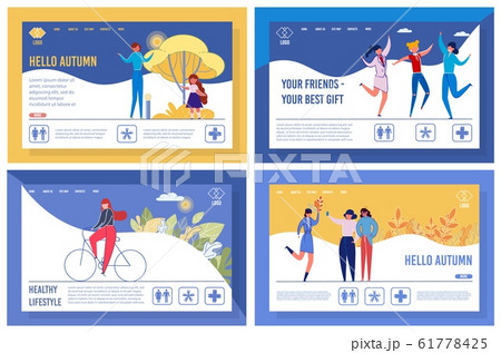 Happy, Active Lifestyle Landing Page Templates Set 61778425