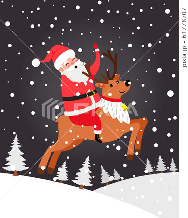 Santa on deer Christmas card 61778707