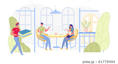 Family Ordering Pizza, Waiting for Fast Food. 61779494