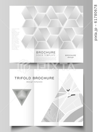 The minimal vector illustration layouts. Modern creative covers design templates for trifold brochure or flyer. Abstract geometric triangle design background using different triangular style patterns. The minimal vector illustration layouts. Modern creative covers design templates for trifold brochure or flyer. Abstract geometric triangle design background using different triangular style patterns. 61780678